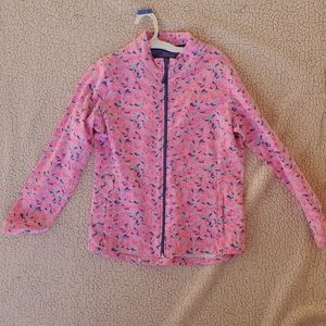 Vineyard Vines Girls XL (18) zipper pullover, pink with whales, used